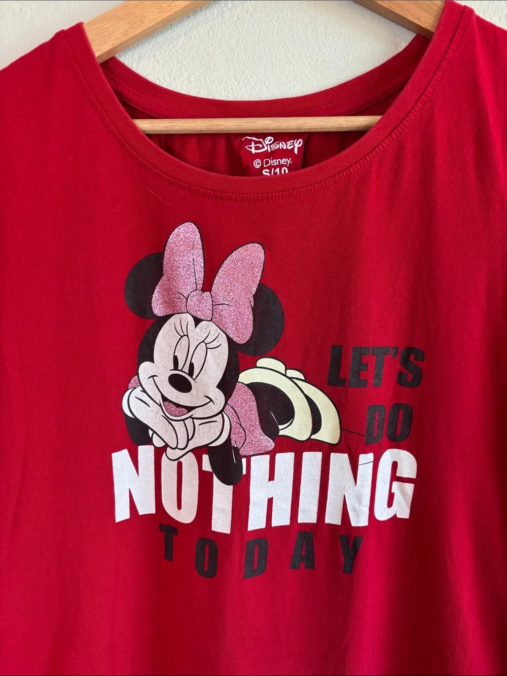 Bundle 2/$30! Disney Red Minnie Mouse 'Let's Do Nothing' Graphic Short Nightgown - Picture 3 of 6